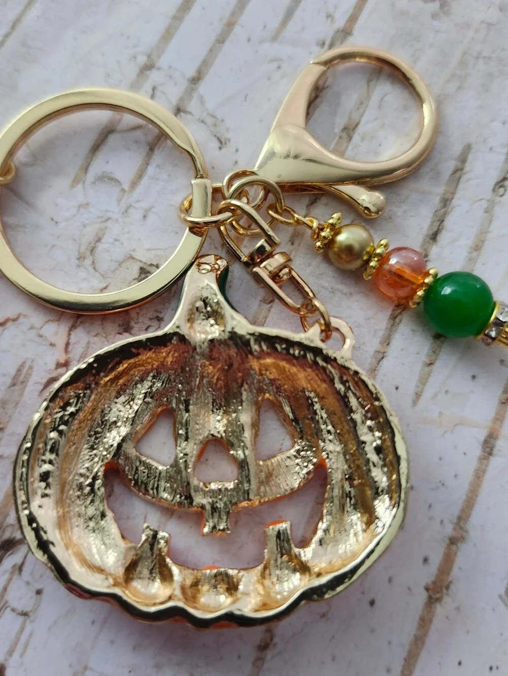 Halloween Autumn Pumpkin Purse Charm or Keychain Aventurine Malacite Handcrafted